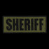 The Condor Sheriff Patch is a rectangular green fabric patch with black embroidered SHERIFF text, ideal for tactical or first responder gear.